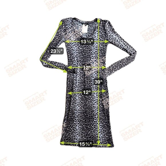 BCBGMAXAZRIA Leopard Long Sleeve Midi Dress V Neck Womens S‎ Jersey Thin Fitted - Picture 2 of 6